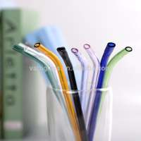 High Quality 21cm 8mm Colored Party glass Drinking Straws tube